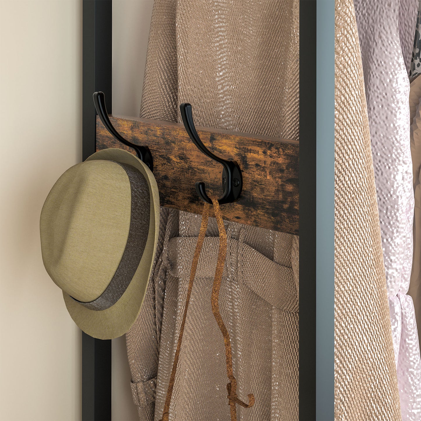 Enogets Freestanding Clothes Rack with 4 Drawers & Shelves Garment Hanging Rack with 4 Hooks- Wardrobe Storage Organizer for Bedroom, Living Room