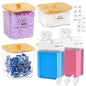 Enogets 5-Pack Laundry Pods Containers with Bamboo Lids, Clear Jars for Washing Detergent and Scent Beads, Includes Labels and Scoops
