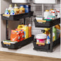 Enogets 2-Pack Under Sink Organizer, 2-Tier Pull-Out Storage Shelf for Kitchen & Bathroom – Black