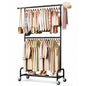Enogets Heavy Duty Rolling Clothes Rack, double Layers with 450 lbs Capacity, Commercial Grade Garment Rack with Wheels, Black