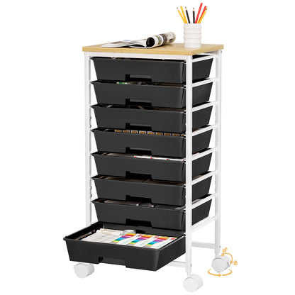 Enogets Rolling Utility Cart with 8 Drawers, Scrapbook Paper &tools Office School GarageOrganizer, White