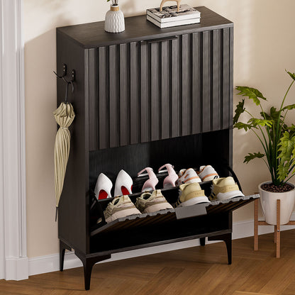 Enogets Shoe Cabinet with 2 Flip Drawers, Freestanding Hidden Storage, Entryway Hallway Organizer