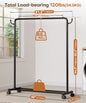 Enogets Heavy Duty Rolling Garment Rack，Metal Clothing Rack for Hanging with Stroage Shelf and Hooks（Black）