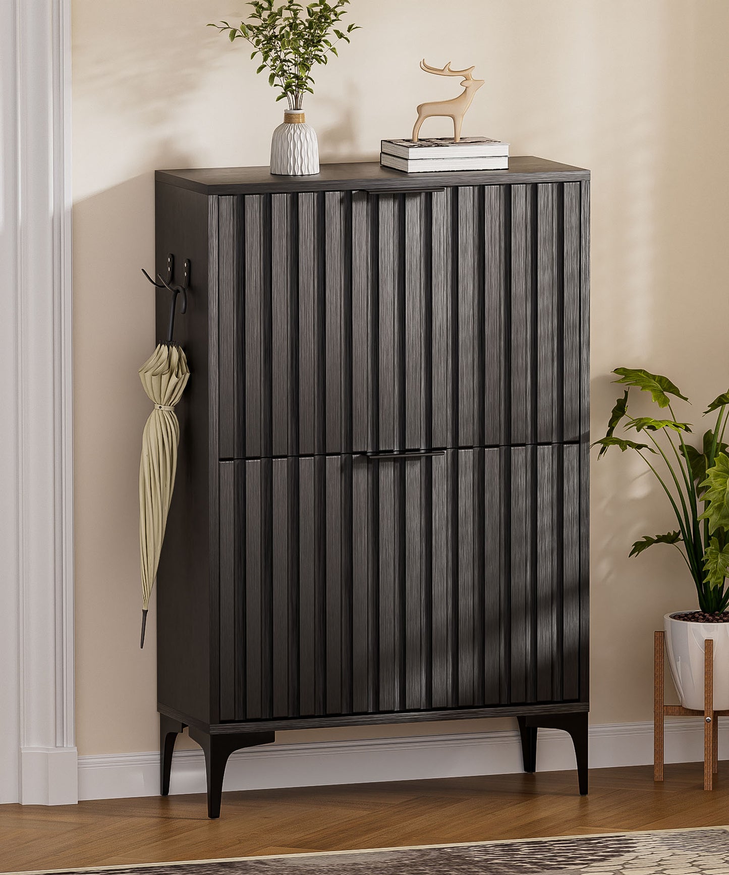 Enogets Shoe Cabinet with 2 Flip Drawers, Freestanding Hidden Storage, Entryway Hallway Organizer