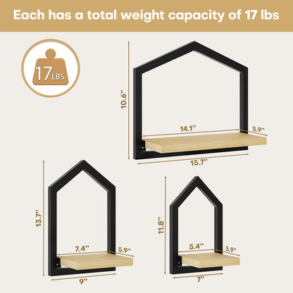 Engoets Floating Wall Shelf 3er-Set, Triangular Design for Wall Mounting Storage for Living Room, Kitchen & Hallway