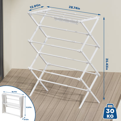 Enogets Expandable Clothes Drying Rack, Foldable & Collapsible Steel Laundry Drying Racks, White