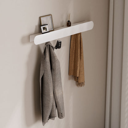 Enogets Wall Mount Coat Rack, 6 Hidden Hooks & Storage Organizer for Entryway, Living Room, Bedroom (Black)