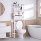 Enogets Over the Toilet Storage, Bamboo Bathroom Shelf Organizer with 2 Baskets & 4 Hooks, 4-Tier Space Saver