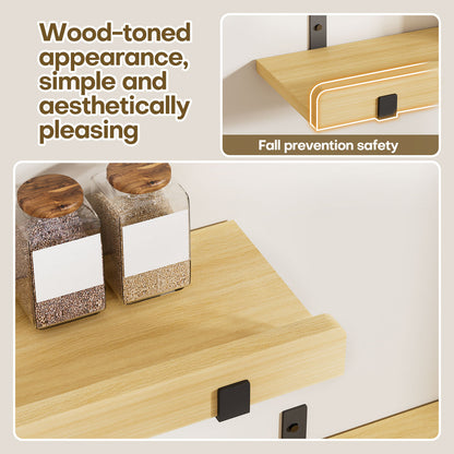 Floating Wall Shelf Set of 2, 40 cm Rectangular Wall Mounted Shelves for Bathroom, Kitchen, Living Room Storage