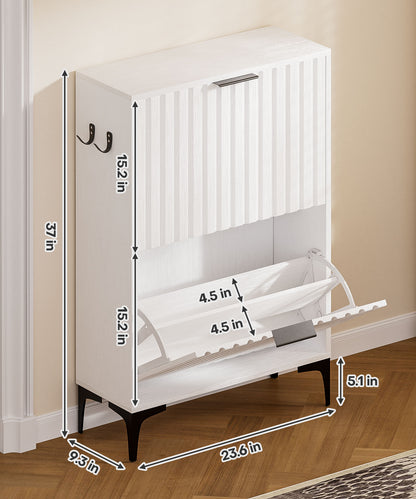 Enogets Shoe Cabinet with 2 Flip Drawers, Freestanding Hidden Storage, Entryway Hallway Organizer