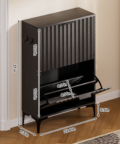 Enogets Shoe Cabinet with 2 Flip Drawers, Freestanding Hidden Storage, Entryway Hallway Organizer