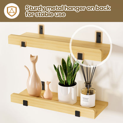 Floating Wall Shelf Set of 2, 40 cm Rectangular Wall Mounted Shelves for Bathroom, Kitchen, Living Room Storage