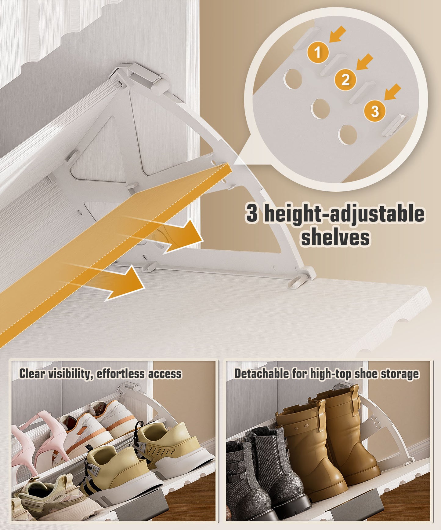 Enogets Shoe Cabinet with 2 Flip Drawers, Freestanding Hidden Storage, Entryway Hallway Organizer