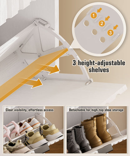 Enogets Shoe Cabinet with 2 Flip Drawers, Freestanding Hidden Storage, Entryway Hallway Organizer