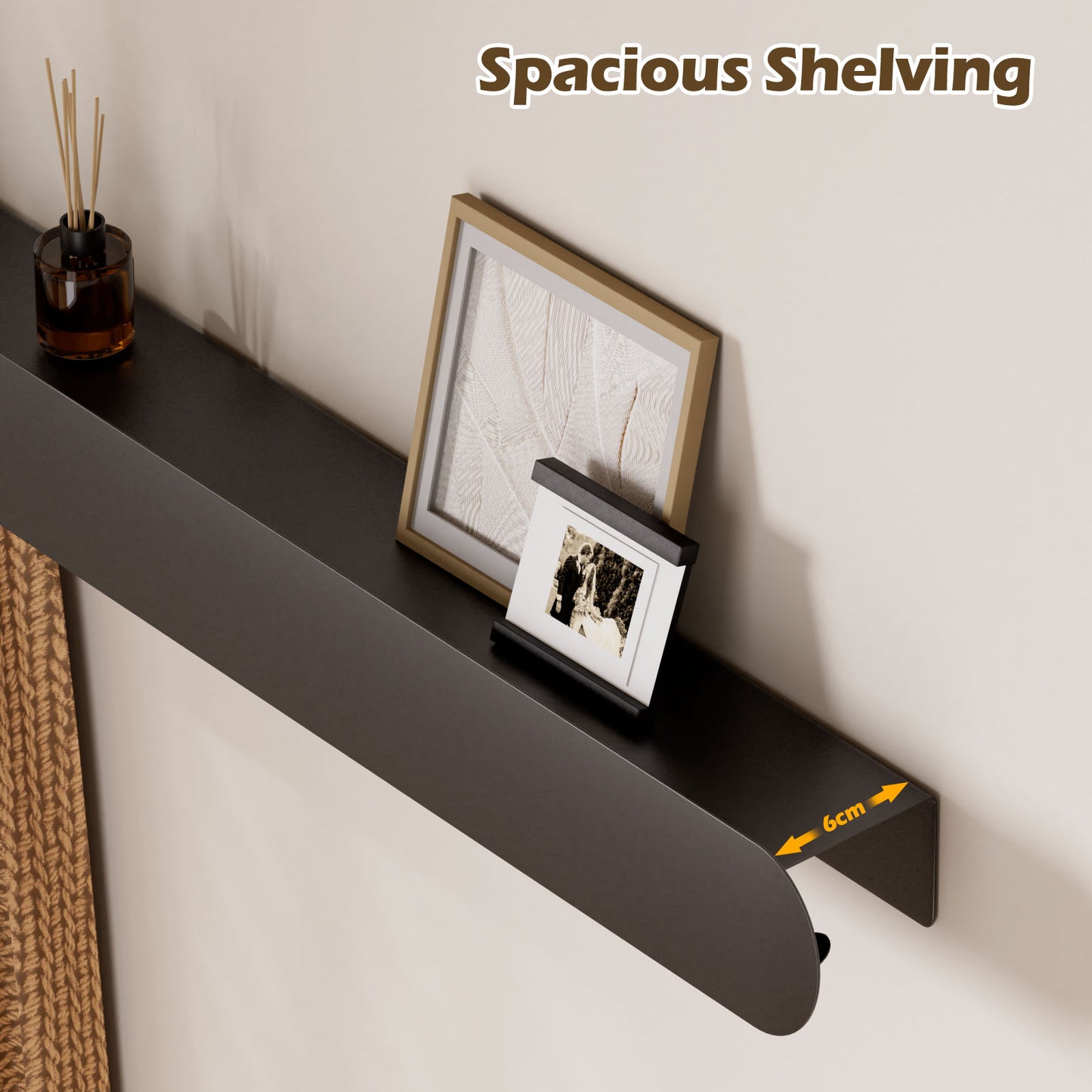 Enogets Wall Mount Coat Rack, 6 Hidden Hooks & Storage Organizer for Entryway, Living Room, Bedroom (Black)