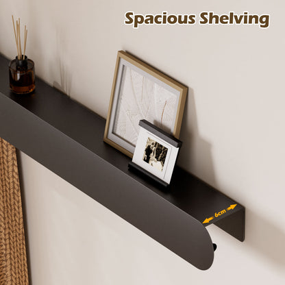 Enogets Wall Mount Coat Rack, 6 Hidden Hooks & Storage Organizer for Entryway, Living Room, Bedroom (Black)