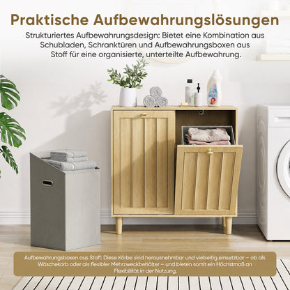 Enogets Laundry basket for bathroom cabinet with removable inner basket 6OL capacity. natural color