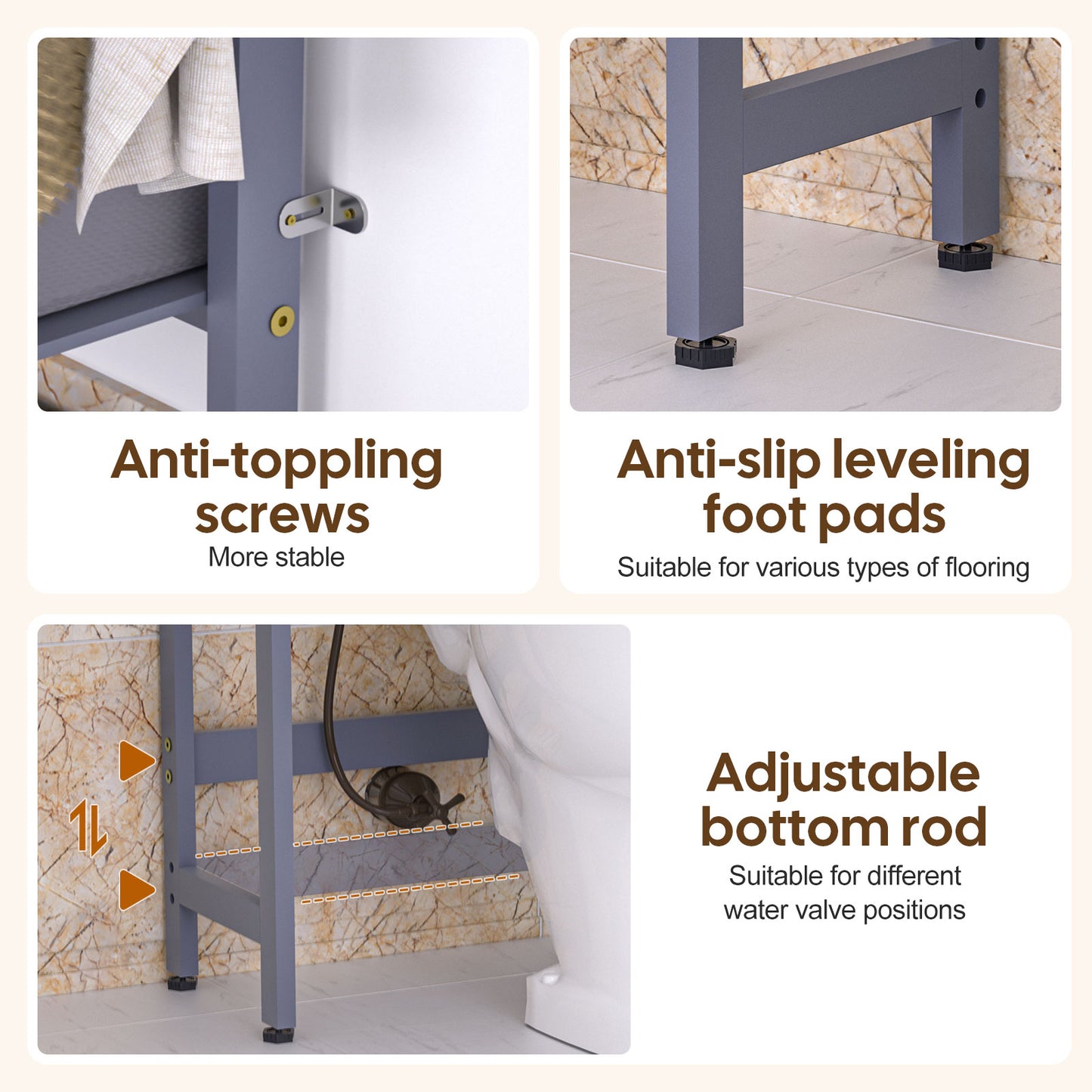 Enogets Over the Toilet Storage, Bamboo Bathroom Shelf Organizer with 2 Baskets & 4 Hooks, 4-Tier Space Saver