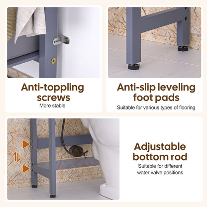 Enogets Over the Toilet Storage, Bamboo Bathroom Shelf Organizer with 2 Baskets & 4 Hooks, 4-Tier Space Saver