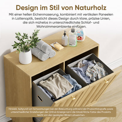 Enogets Laundry basket for bathroom cabinet with removable inner basket 6OL capacity. natural color