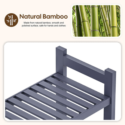 Enogets Over the Toilet Storage, Bamboo Bathroom Shelf Organizer with 2 Baskets & 4 Hooks, 4-Tier Space Saver