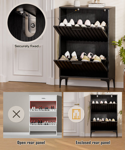 Enogets Shoe Cabinet with 2 Flip Drawers, Freestanding Hidden Storage, Entryway Hallway Organizer