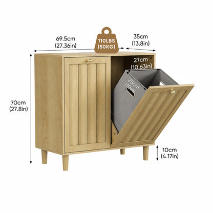 Enogets Laundry basket for bathroom cabinet with removable inner basket 6OL capacity. natural color