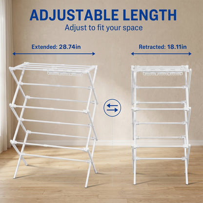 Enogets Expandable Clothes Drying Rack, Foldable & Collapsible Steel Laundry Drying Racks, White