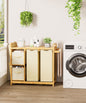 Enogets Bamboo Laundry Hamper, 140L Large Clothes with Removable Bags & Sorter, 4 Section Organizer