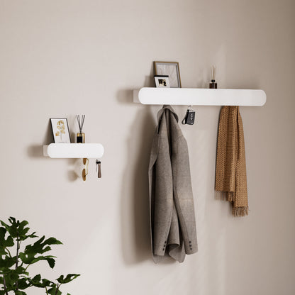 Enogets Wall Mount Coat Rack, 6 Hidden Hooks & Storage Organizer for Entryway, Living Room, Bedroom (Black)