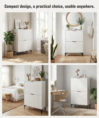 Enogets Shoe Cabinet with 2 Flip Drawers, Freestanding Hidden Storage, Entryway Hallway Organizer